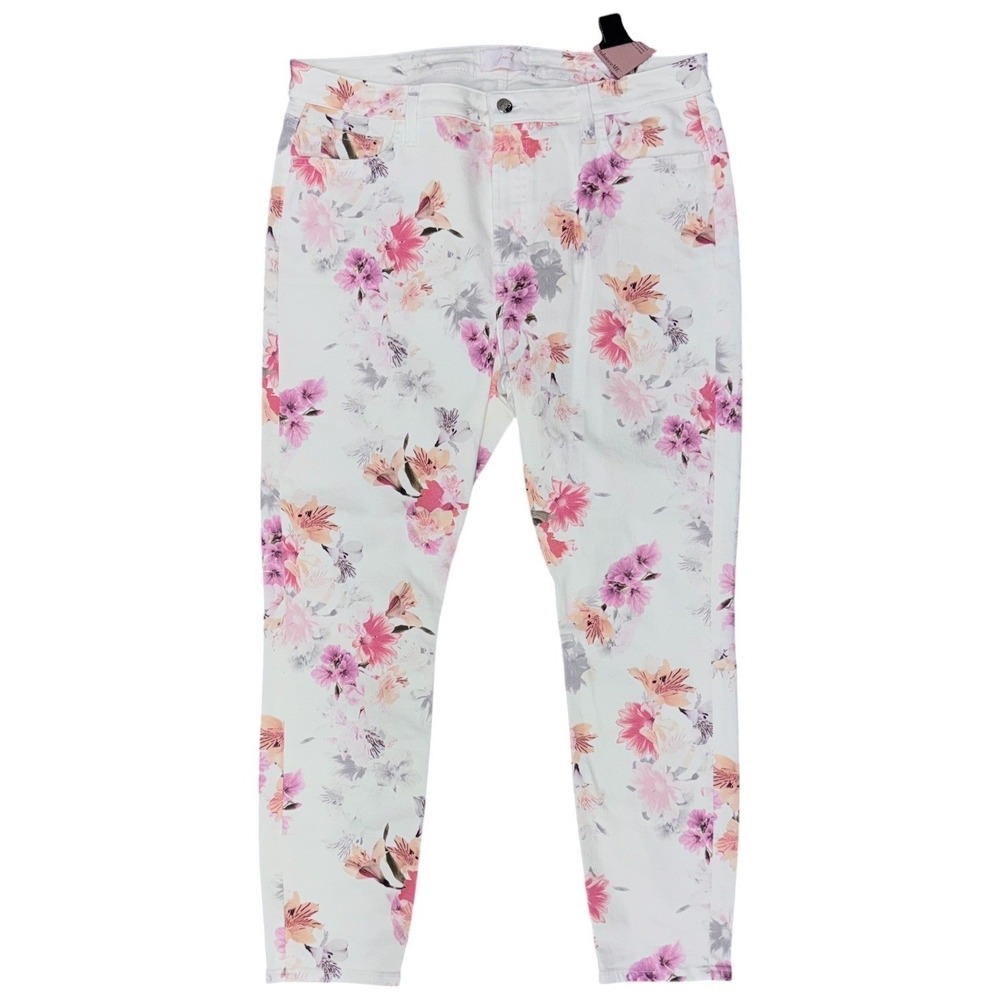 Jen 7 For All‎ Mankind Womens Size 16 Floral Ivory White Jeans NWT